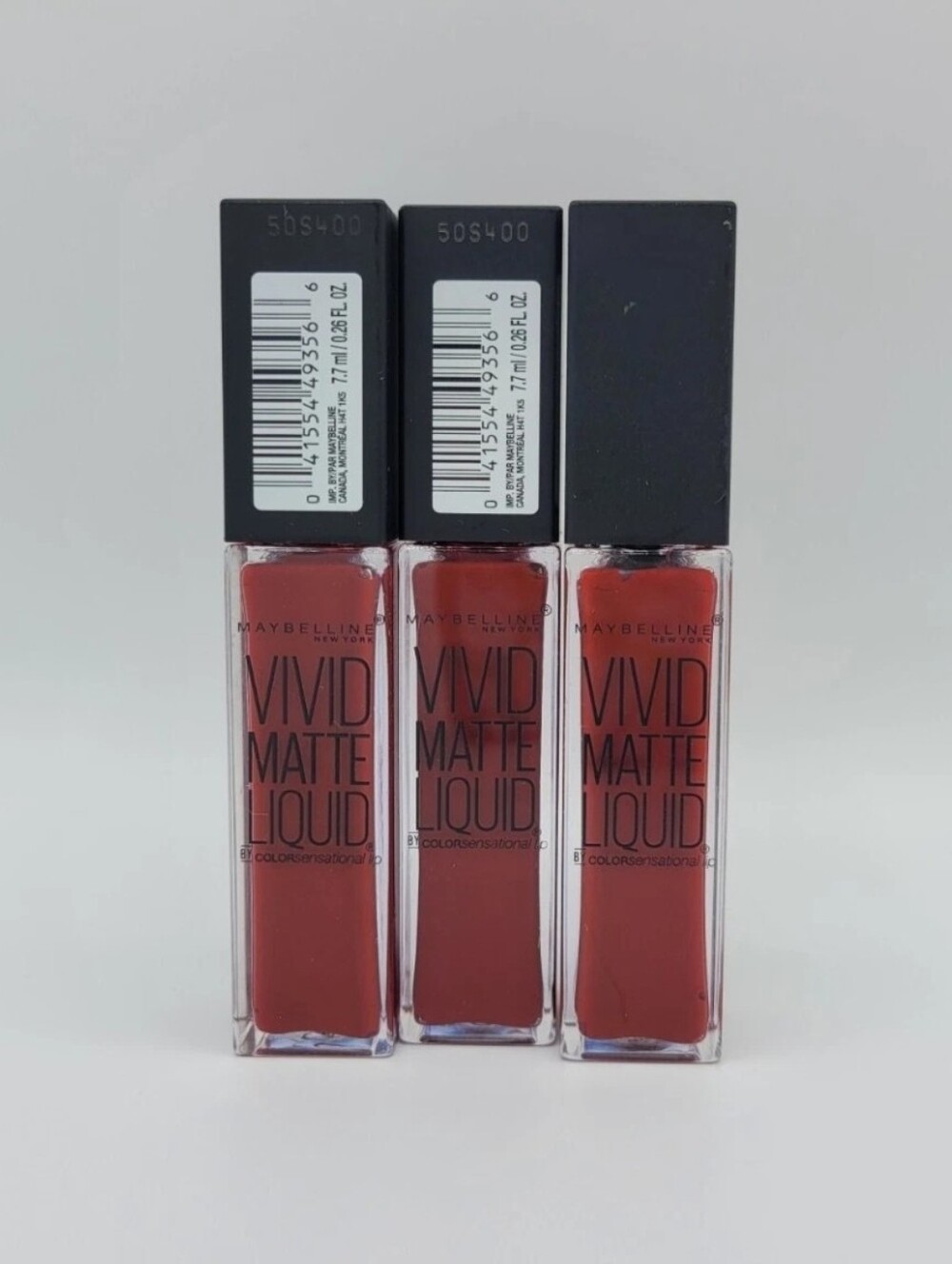 3x Maybelline New York Vivid Matte Liquid Lipstick #36 Red Punch 0.26 fl oz Each